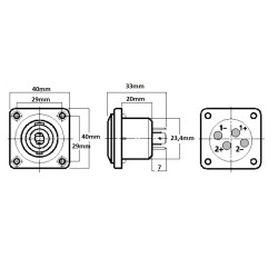 FICHA SPEAKON 4P FEMEA CHASSI QUADRADA