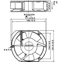 VENTILADOR 230VAC 172X150X51mm esferas