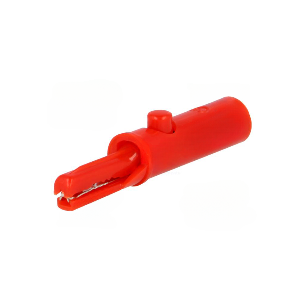 ADAPTADOR FICHA BANANA FEMEA - PINÇA CROCODILO ISOLADO VERMELHO ADAPTADOR FICHA BANANA FEMEA - PINÇA CROCODILO ISOLADO VERMELHO