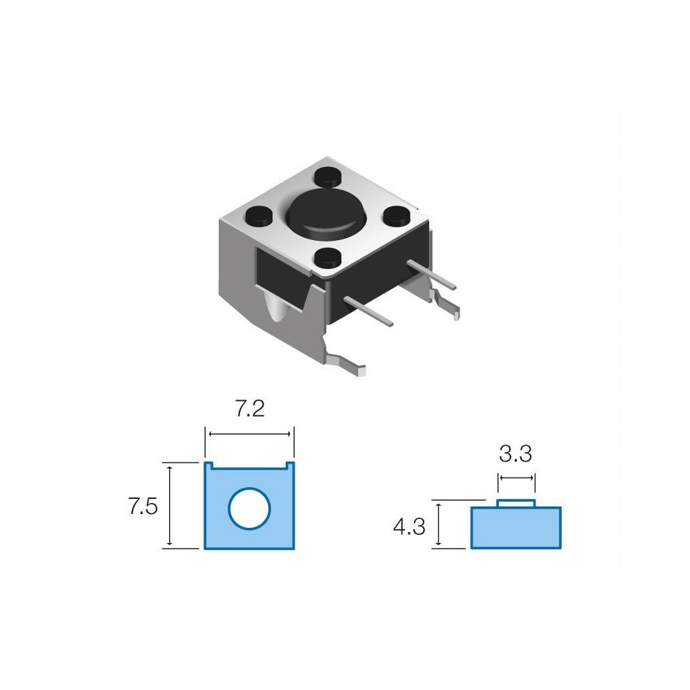 MICRO PULSADOR 4PINOS (L:12.5MM) 12VDC 50mA TACTO MICRO PULSADOR 4PINOS (L:12.5MM) 12VDC 50mA TACTO