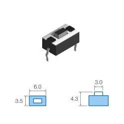 MICRO PULSADOR P/ CI 2 P. (L4.3MM) 12V 50MA TACT