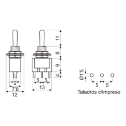 INTERRUPTOR PULSADOR ALAVANCA MINI (ON)-OFF-(ON) 3A