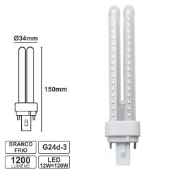 LAMPADA LED G24 2PINOS 12W120W 230v BRANCO FRIO