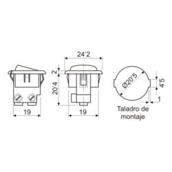 Interruptor 2 Posições 6A 250V Preto