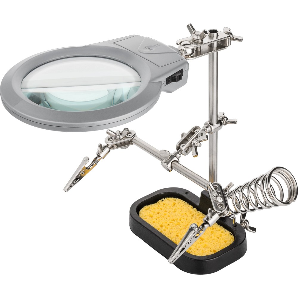 SUPORTE COM LENTE X3 E LEDS PARA FERRO SOLDAR SUPORTE COM LENTE X3 E LEDS PARA FERRO SOLDAR
