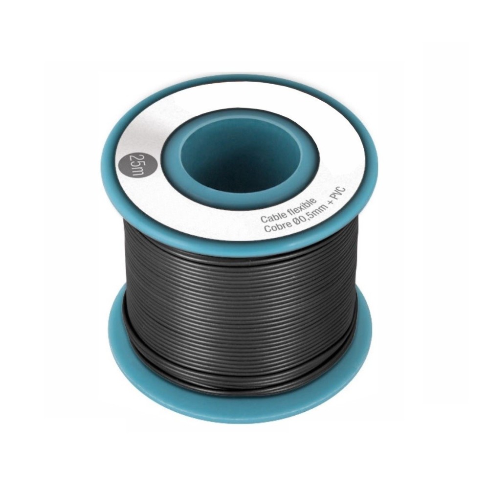 CABO MULTIFILAR 0.5mm PRETO (ROLO 25MTS)