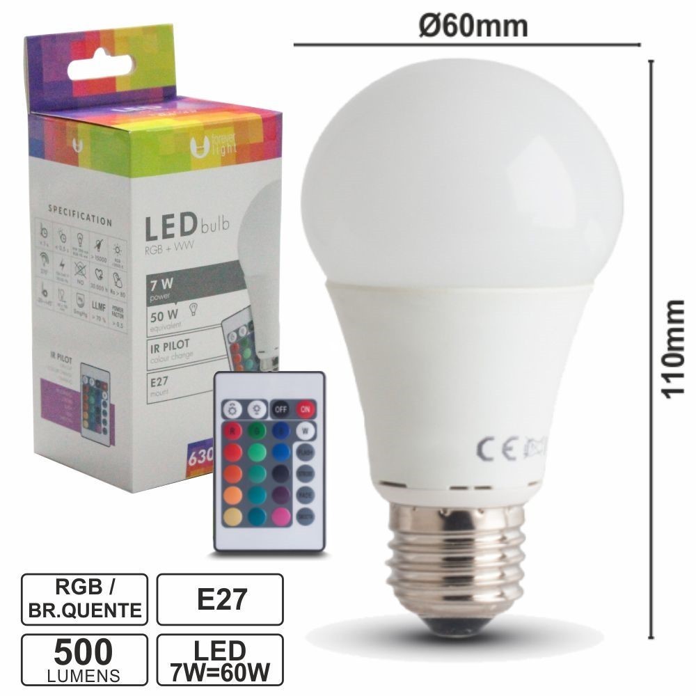 KIT LAMPADA LED RGB 4W E27 +COMANDO KIT LAMPADA LED RGB 4W E27 +COMANDO