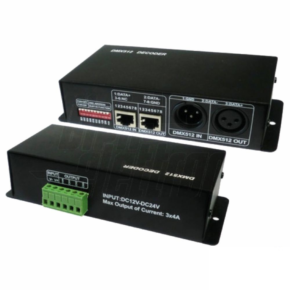 CONTROLADOR RGB 3 CANAIS 12-24VDC 4A PARA LEDS