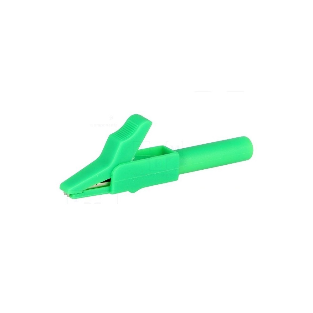 PINÇA CROCODILO 15A C/ TERMINAL P/ FICHA BANANA VERDE