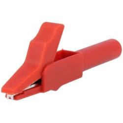 PINÇA CROCODILO 15A C/ TERMINAL P/ FICHA BANANA VERMELHO