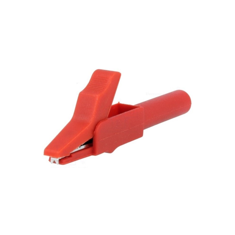 PINÇA CROCODILO 15A C/ TERMINAL P/ FICHA BANANA VERMELHO