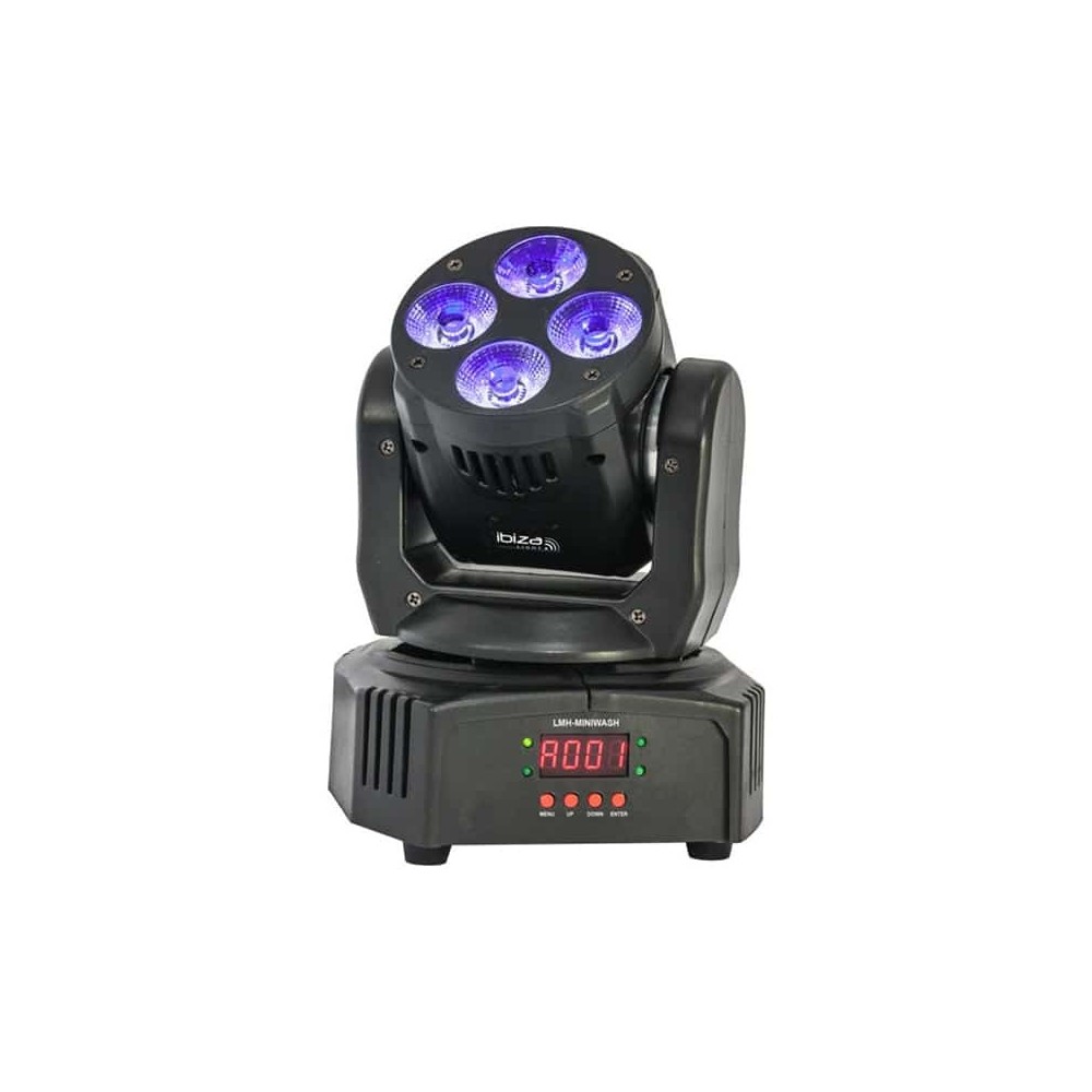 MOVING HEAD MINI 4 LED CREE RGBWA-UV 18W DMX MIC IBIZA