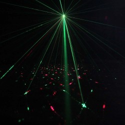 EFEITO LUZ 3 EM 1 RGBWA 5X3W DERBY, STROBE E LASER CAMEO