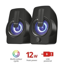 COLUNAS 2.0 PARA PC, RGB LEDS, ALIMENTAÇÃO USB, PRETO