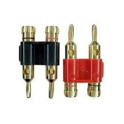 FICHA BANANA DUPLA MACHO / FEMEA D 4mm VERMELHA