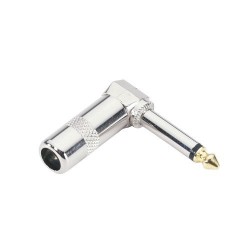 FICHA JACK 6.3mm CURVA MACHO MONO PRATEADA