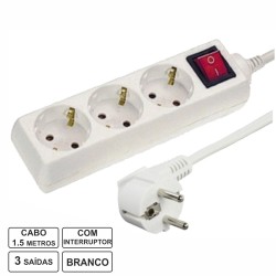 EXTENSAO CORRENTE SCHUKO  3 VIAS + INTERRUPTOR 3X1,5mm 1,5MT