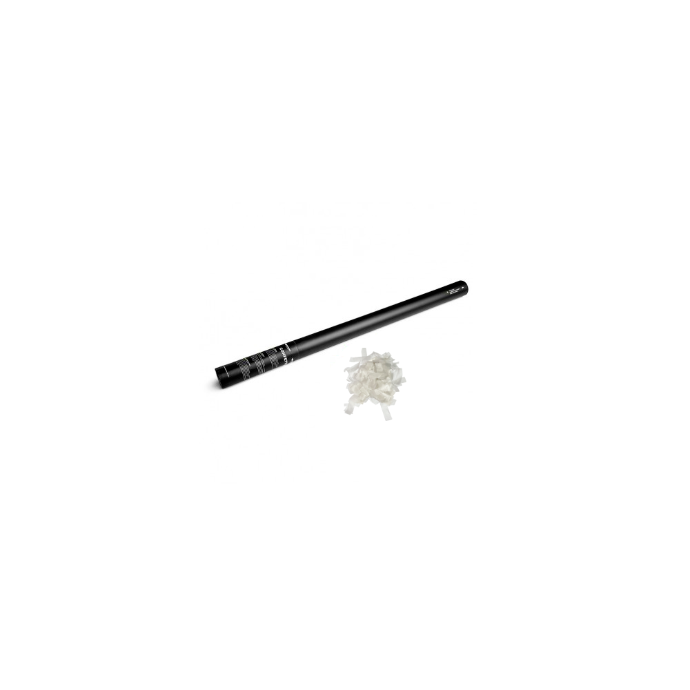 CANHAO ELETRICO 80CM CONFETIS PAPEL RETANGULAR SEDA BRANCO