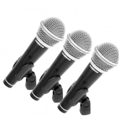 CONJ 3 MICROFONES DINAMICOS VOZ SAMSON