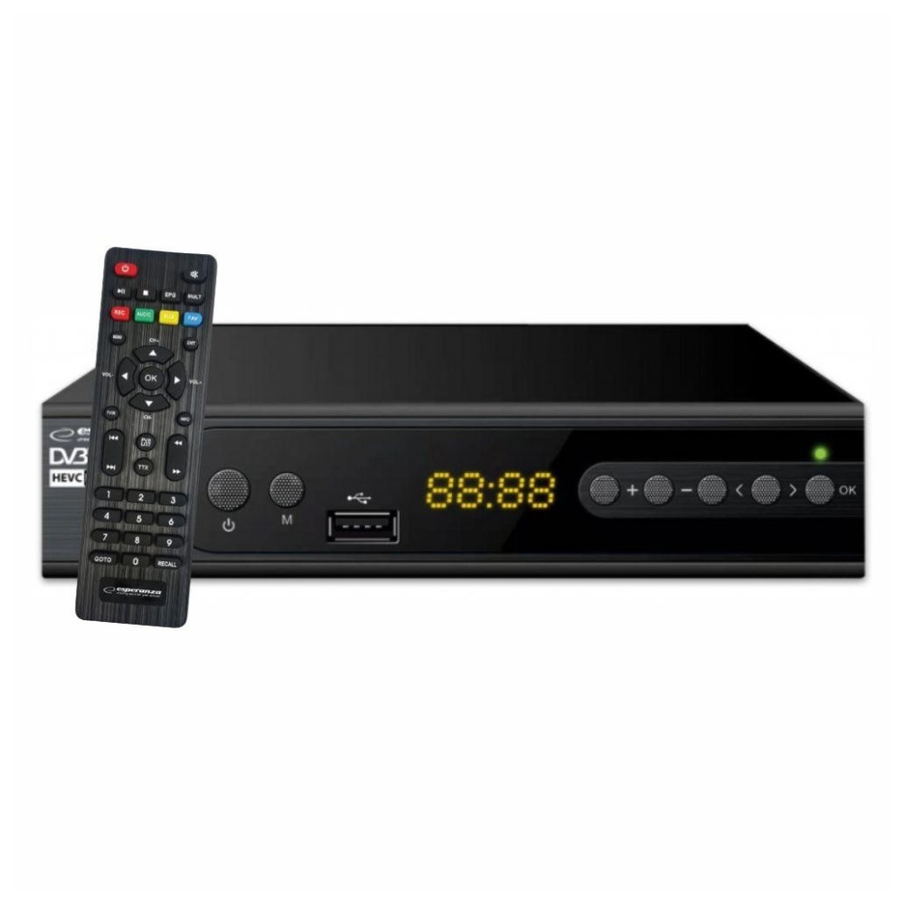 RECETOR TDT FULL HD 1080P DVB-T2/DVB-C H.265/HEVC ESPERANZA