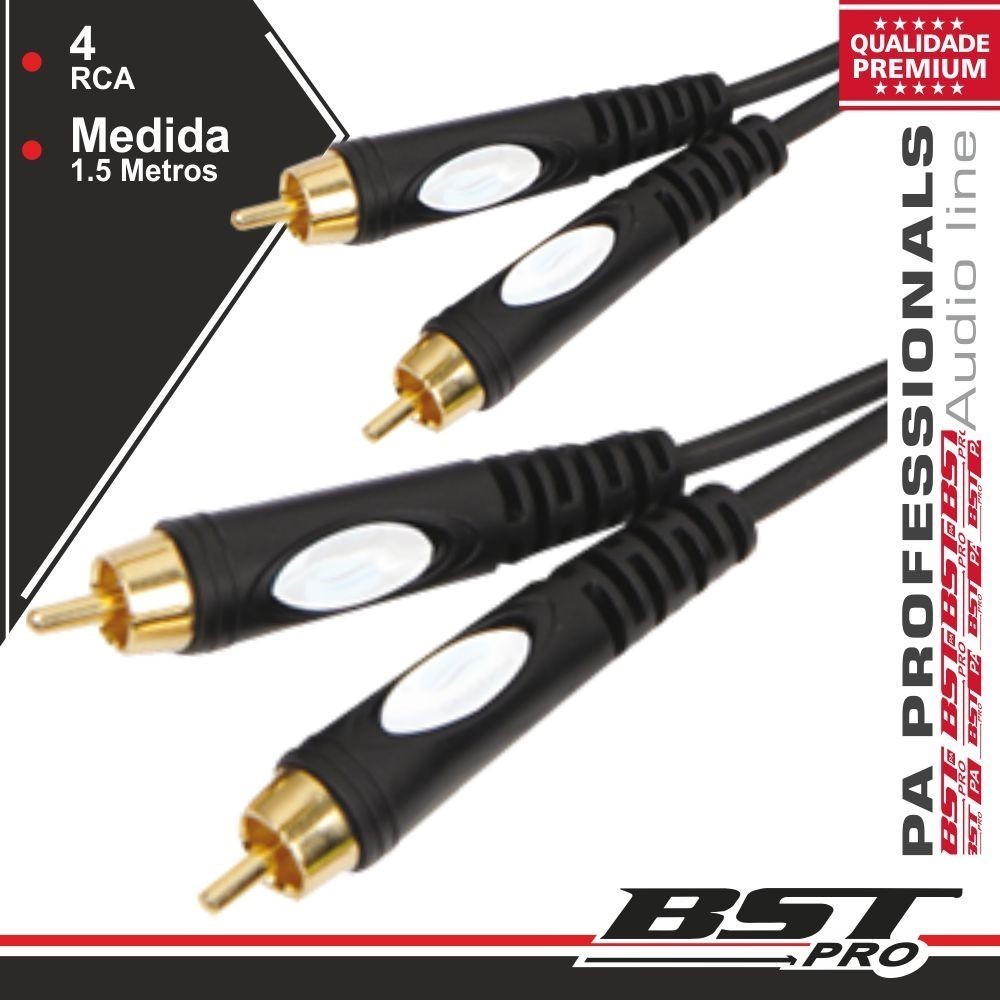 EXTENSAO 2 RCA MACHO / 2 RCA MACHO 1.5MT BST PRO