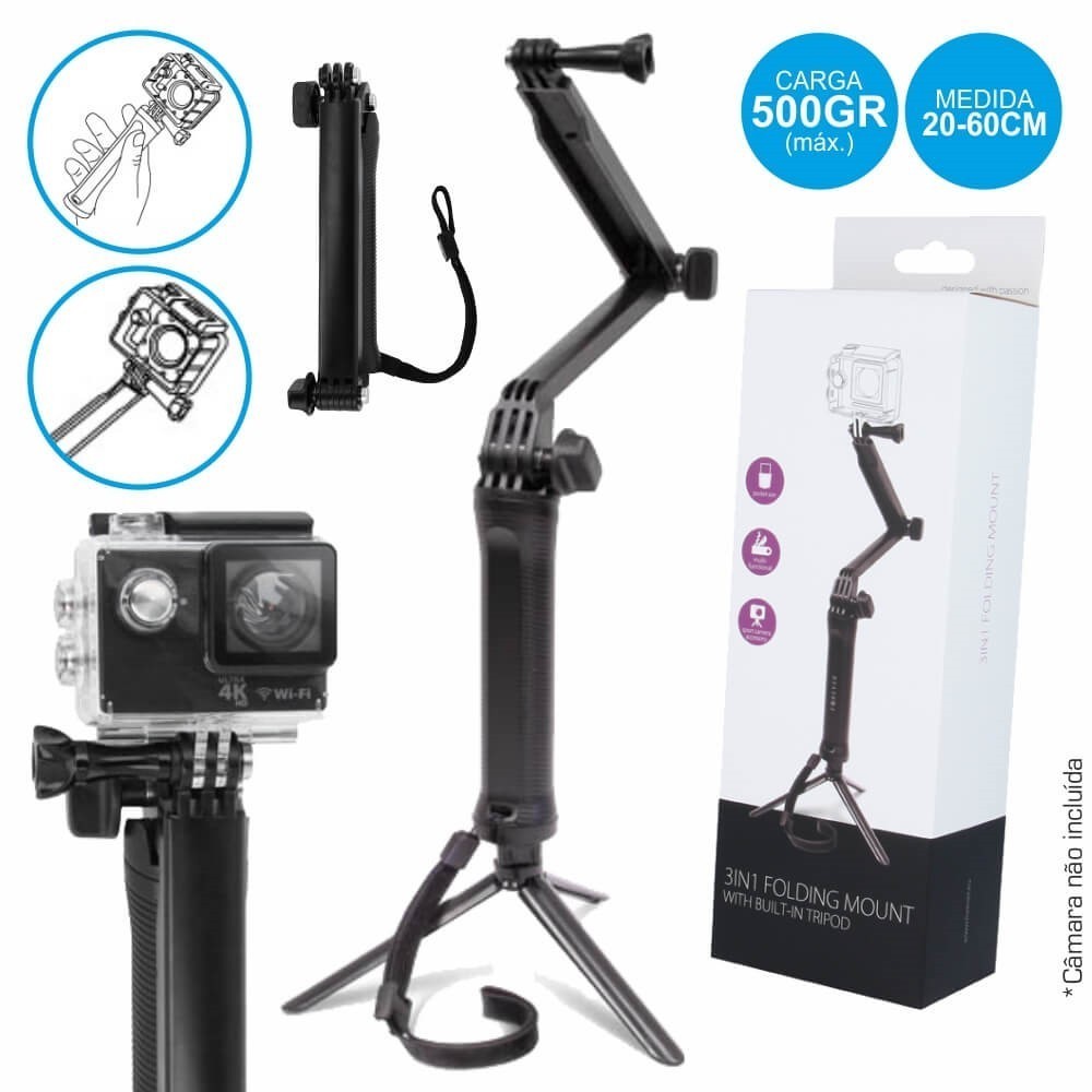 VARA TELESCOPICA 3 EM 1 PARA CAMERAS SC E GOPRO
