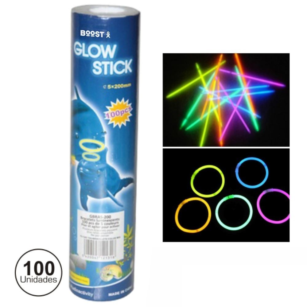 CONJUNTO 100 PULSEIRAS LUMINESCENTES CORES SORTIDAS CONJUNTO 100 PULSEIRAS LUMINESCENTES CORES SORTIDAS