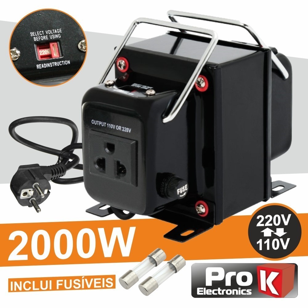 CONVERSOR TENSAO 110V-220V OU 220V-110V 2000W CONVERSOR TENSAO 110V-220V OU 220V-110V 2000W