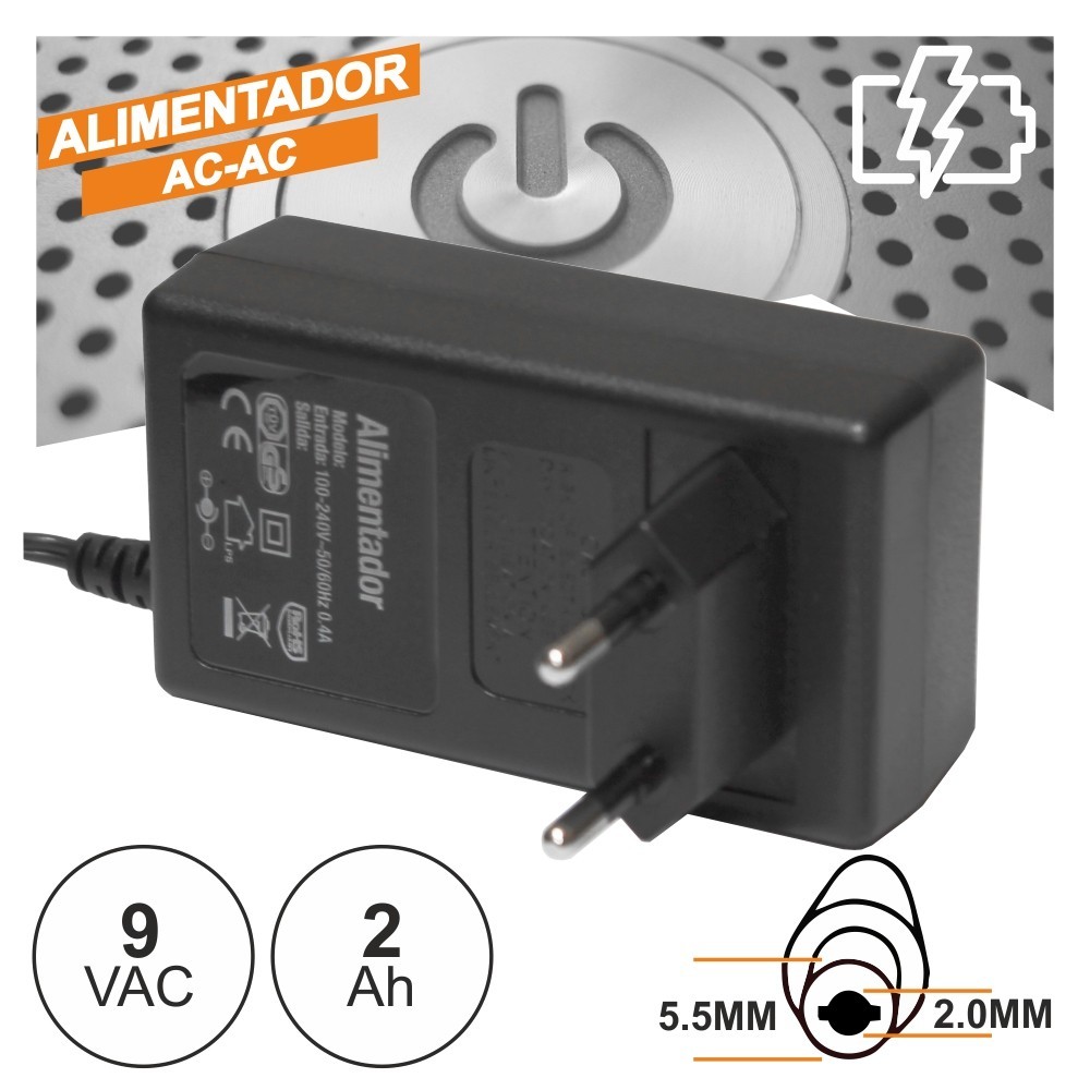 ALIMENTADOR 9V AC/DC 2A Ø5.5x2.0mm