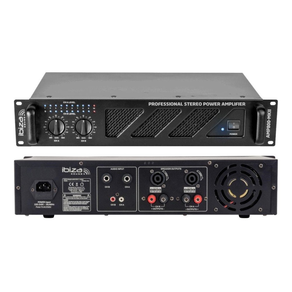 IBIZA AMP800-MKII AMPLIFICADOR PA 2x600W 19"