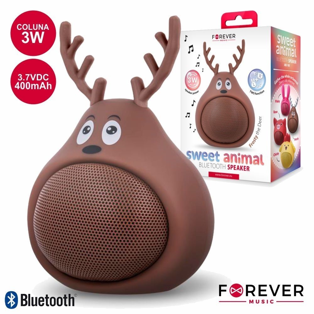 COLUNA PORTATIL BLUETOOTH 3W VEADO CASTANHO