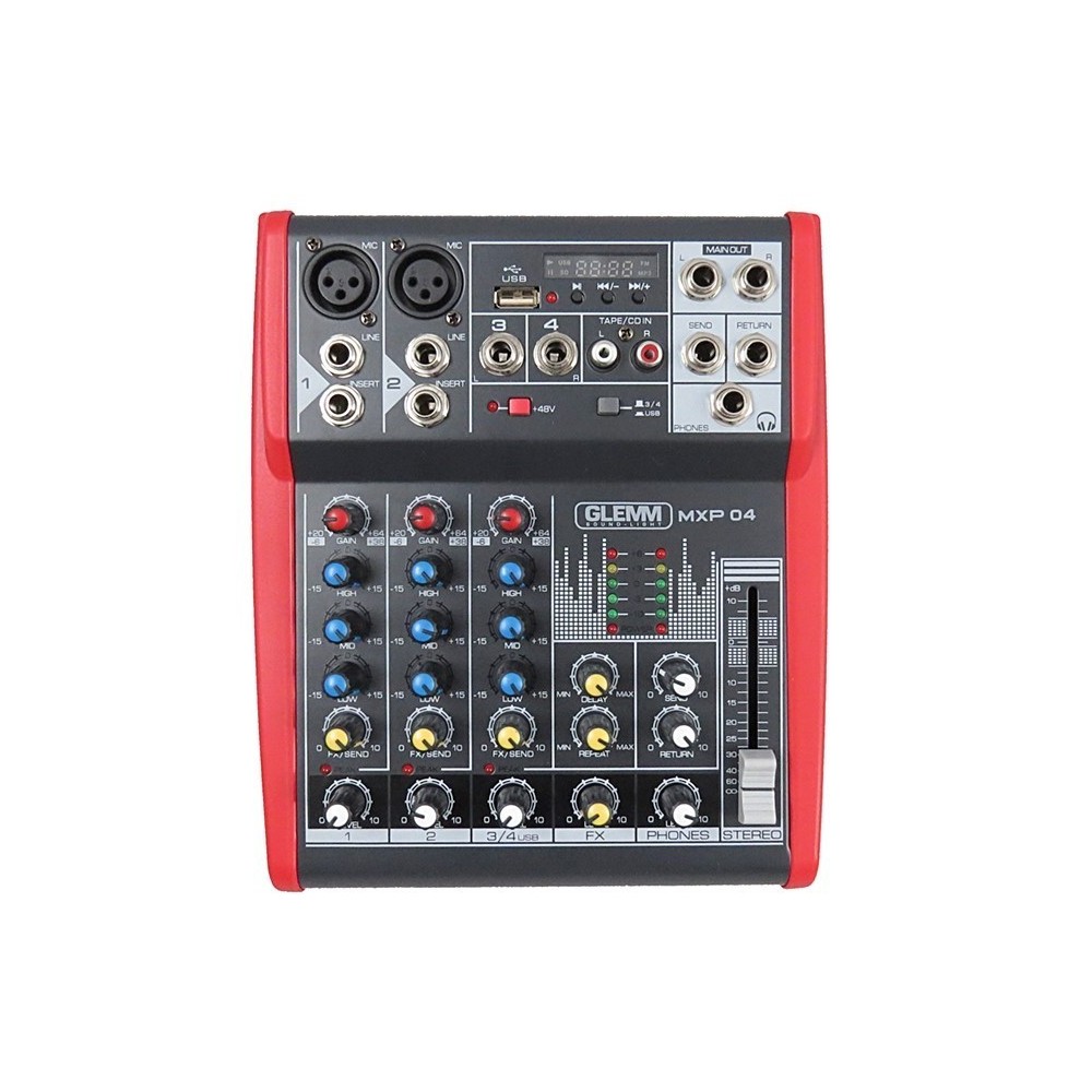 MESA MISTURA 4 CANAIS USB MP3 GLEMM
