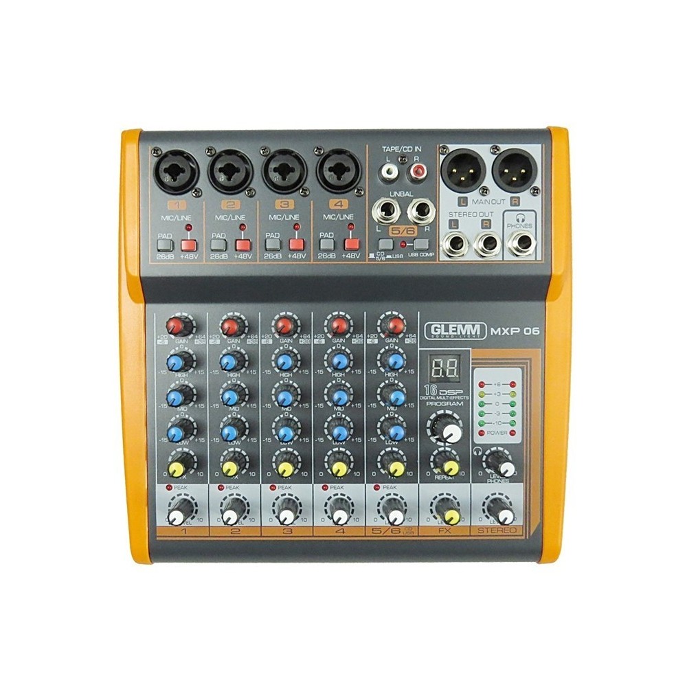 MESA MISTURA 6 CANAIS USB MP3 GLEMM