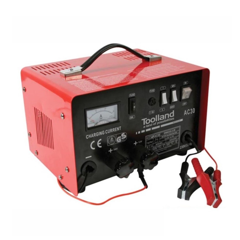 TOOLLAND AC30 CARREGADOR BATERIAS CHUMBO 12/24V COM BOOST 20A