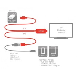 EXTENSAO/ADAPTADOR SMARTPHONE HDMI PLUG & PLAY 1MT