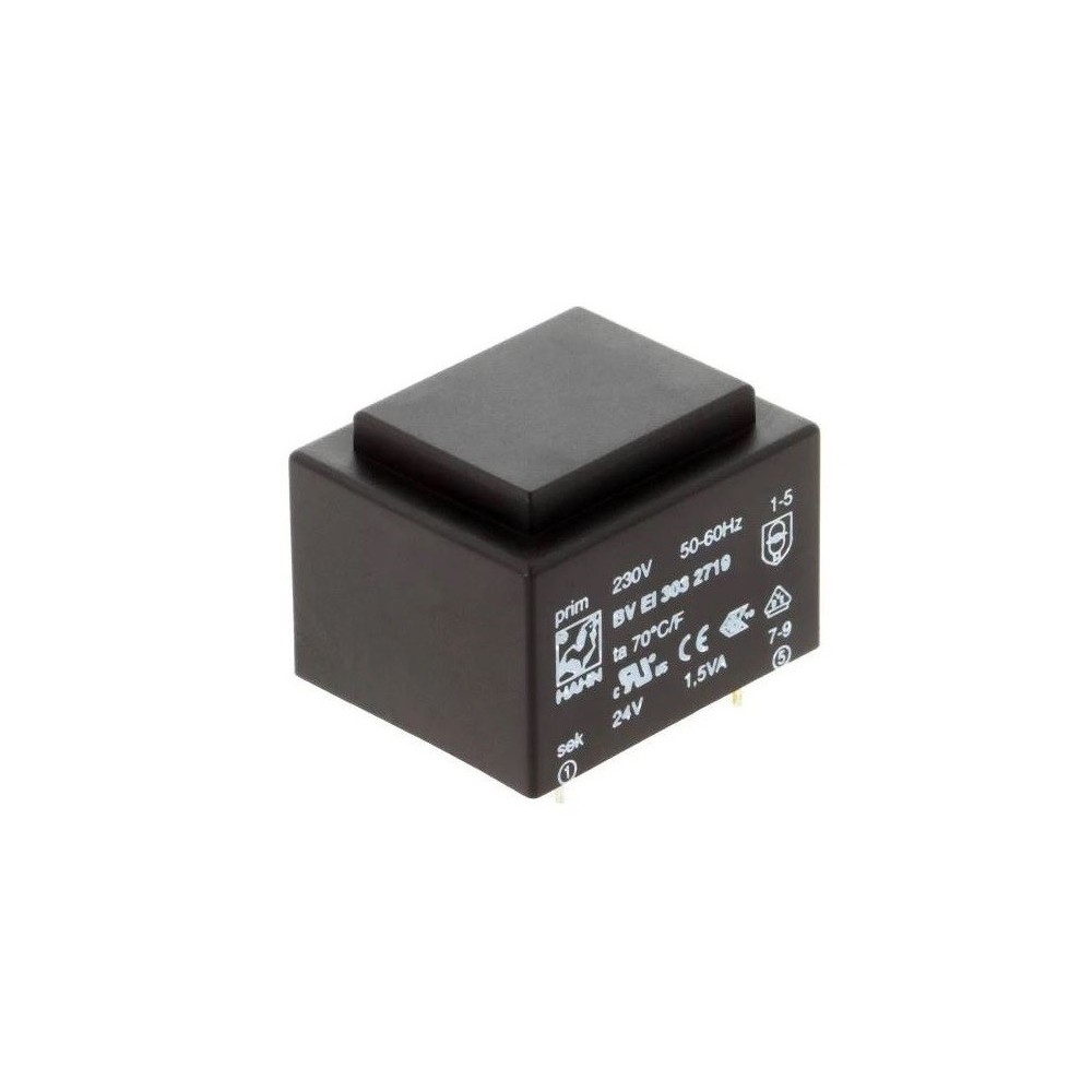 TRANSFORMADOR ENCAPSULADO 230VAC 24VAC 63mA 1,5VA