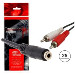 CABO JACK 3.5 STEREO FEMEA / 2xRCA MACHO 0,25MT