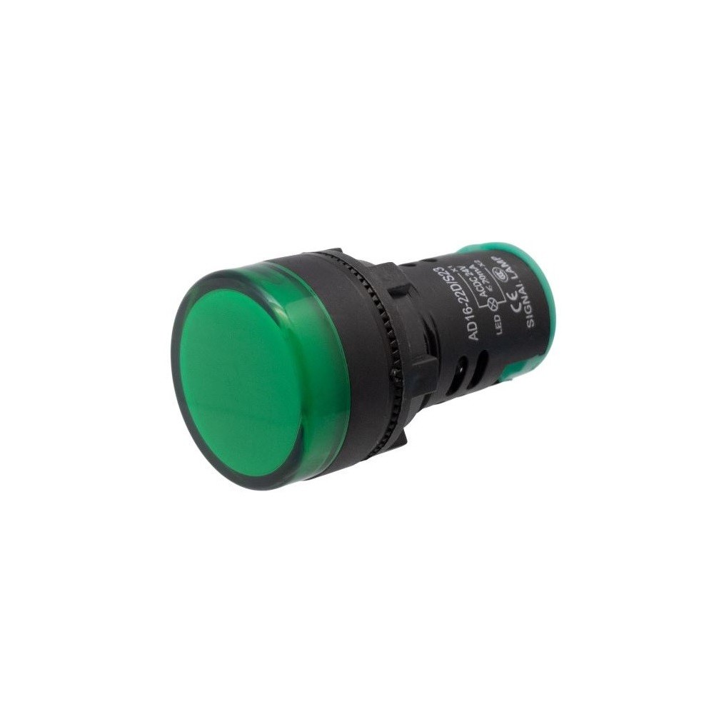AVISADOR REDONDO PARA PAINEL 12V 22mm DIAM. Verde