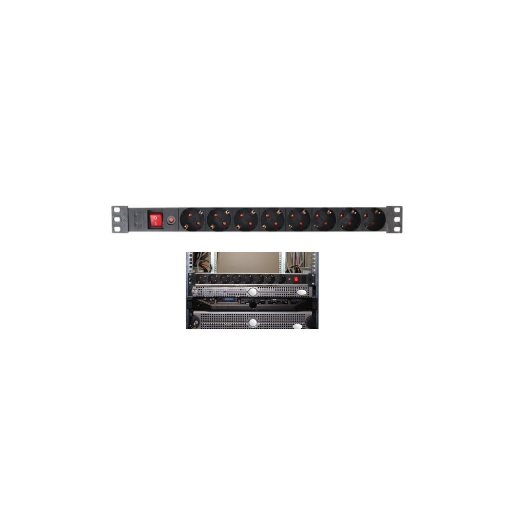 EXTENSAO CORRENTE SCHUKO 8 VIAS + INTERRUPTOR + PROTECAO BASTIDOR