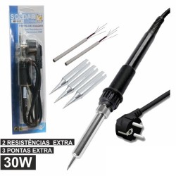 FERRO SOLDAR 220V 30W RESISTENCIA CERAMICA C/ ACESSORIOS