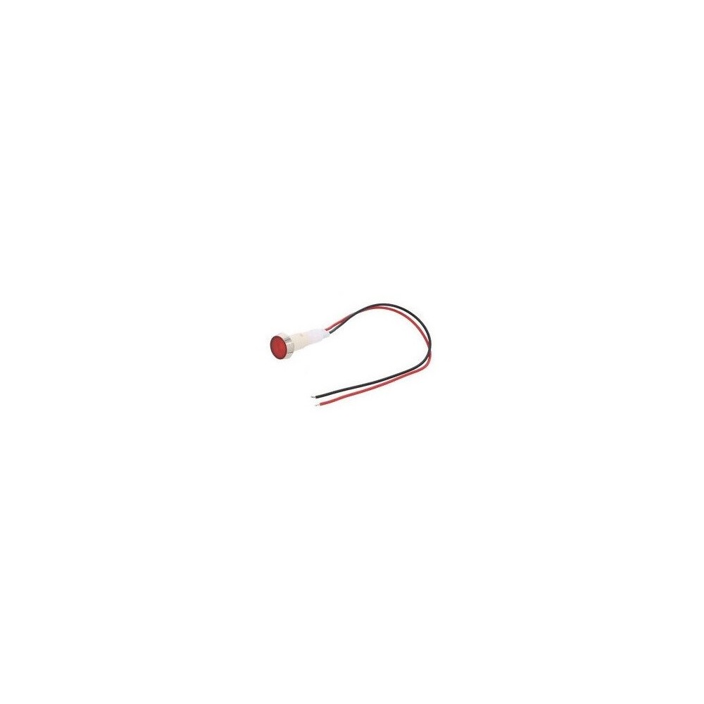 SINALIZADOR LUMINOSO 24V Ø10mm VERMELHO C/ FIOS