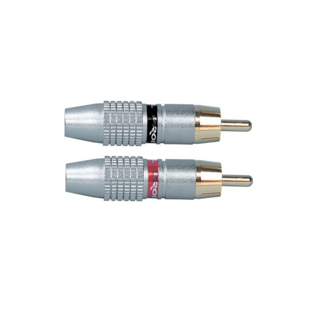 PAR FICHA RCA MACHO METAL PROEL PRETA+ VERMELHA