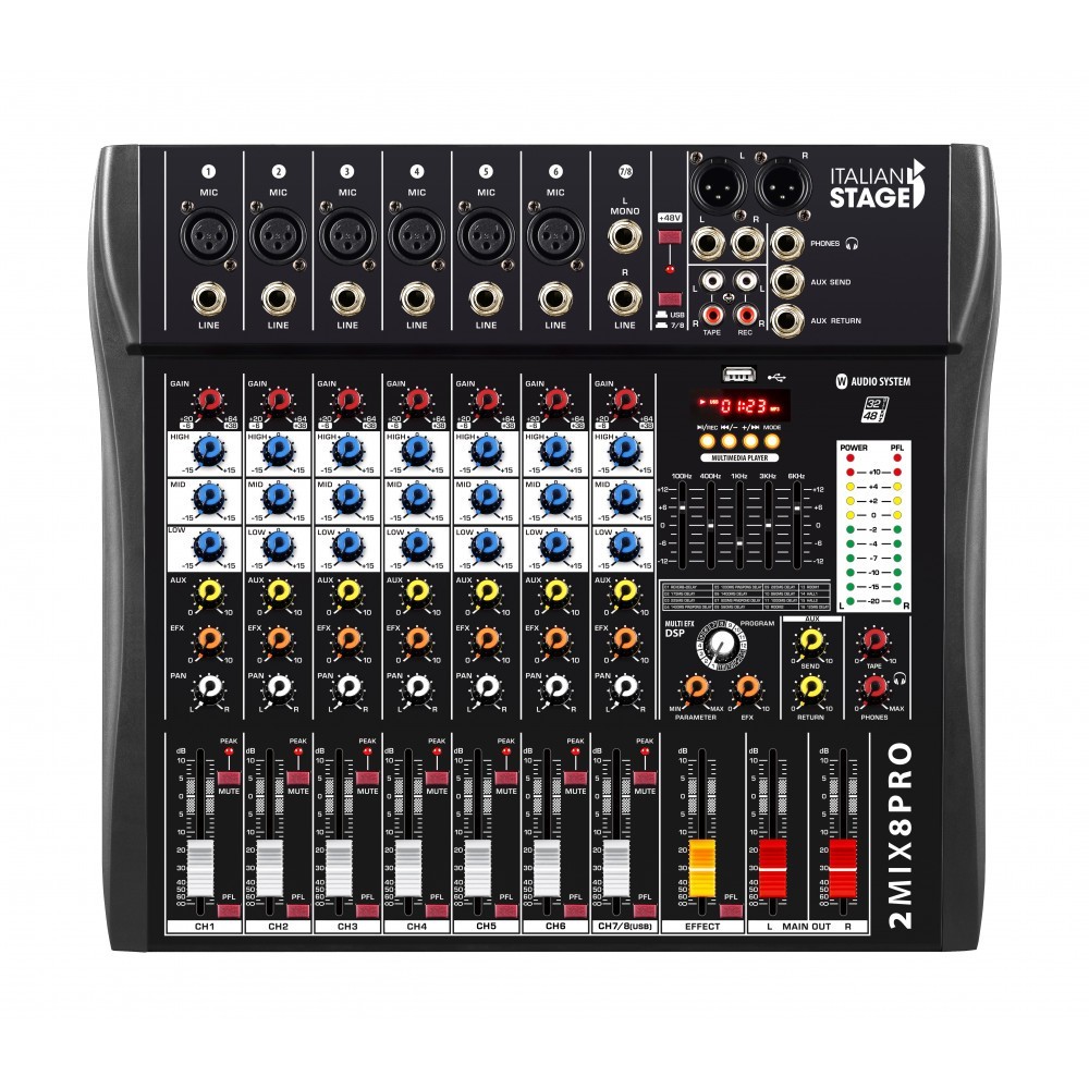 MESA MISTURA 8 CANAIS USB MP3 C/ EEFEITOS/ EQ. ITALIAN STAGE