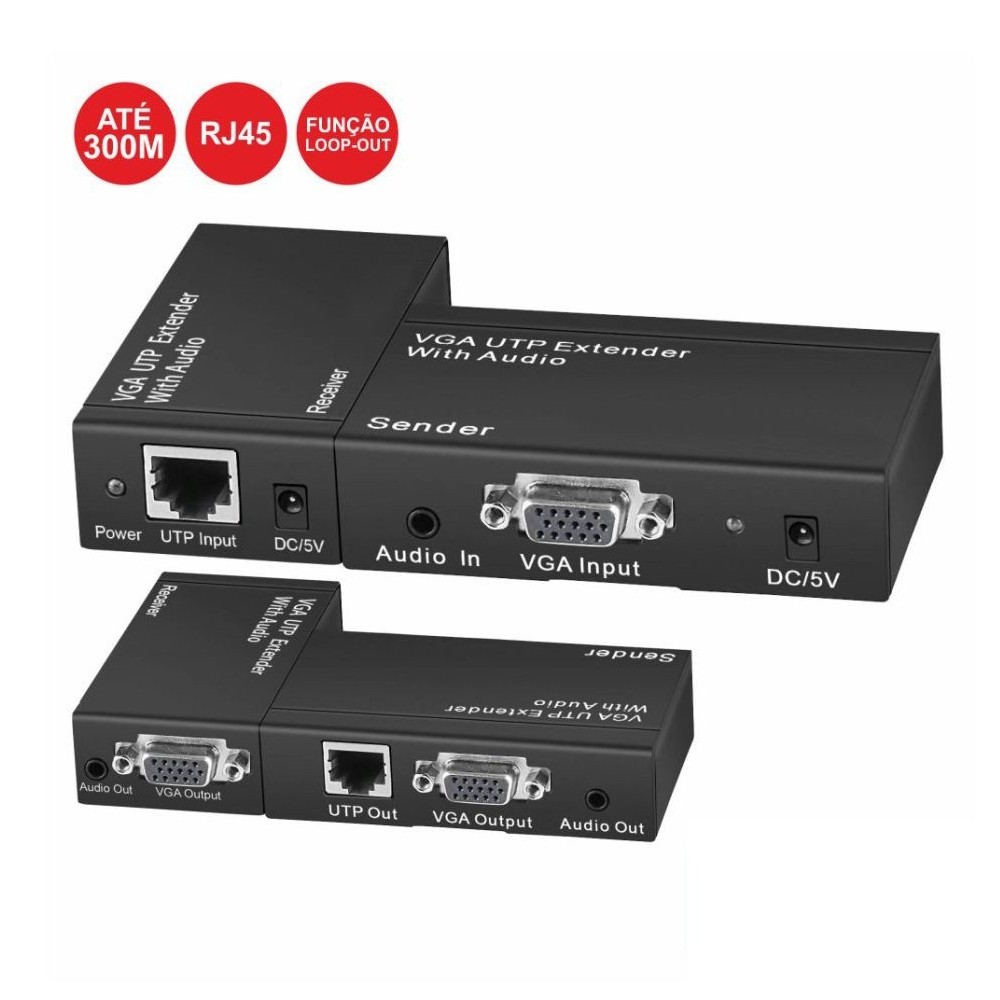 EXTENSOR VGA+AUDIO UTP CAT6 300MTS
