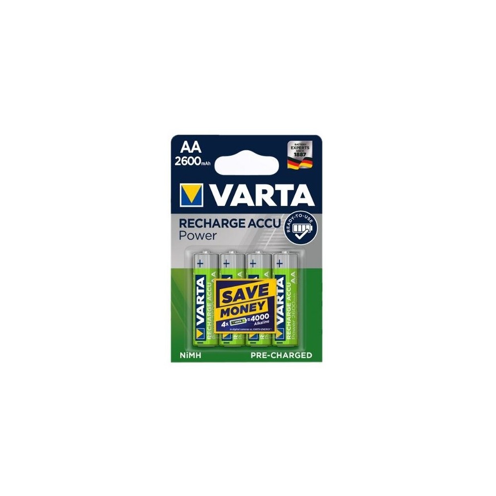PACK 4 PILHAS RECARREGAVEIS AA 1,2V 2600mA R6 NI-MH