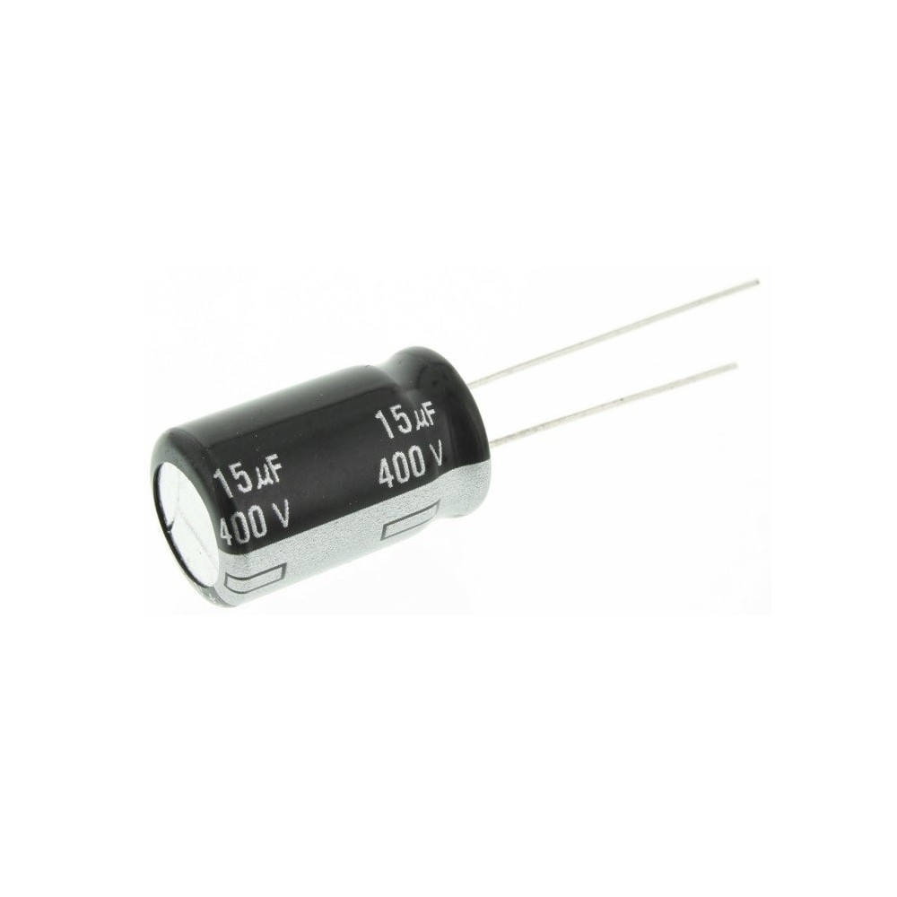 CONDENSADOR ELETROLITICO 15uF 400V VERTICAL CONDENSADOR ELETROLITICO 15uF 400V VERTICAL