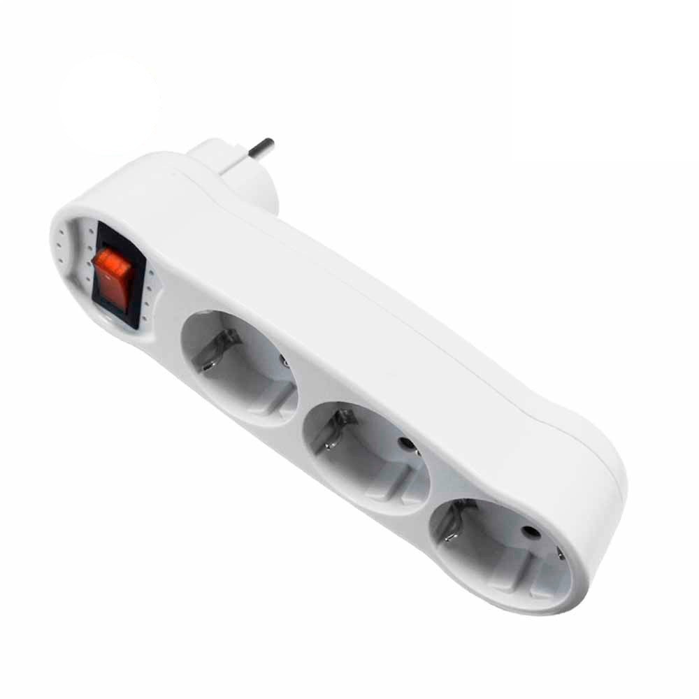 FICHA TRIPLA RECTANGULAR  C/ INTERRUPTOR 16A 250VAC