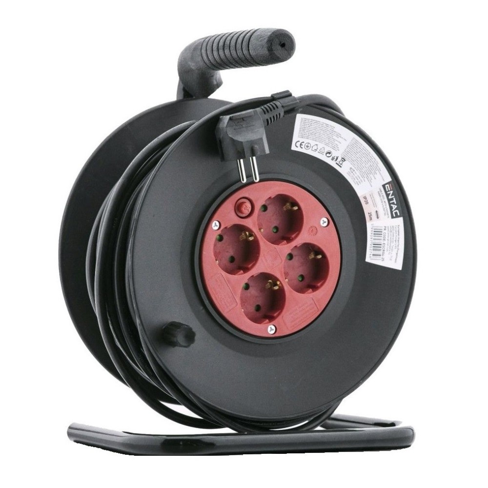 EXTENSAO CORRENTE SCHUKO 4 VIAS + ENROLADOR 25MTS