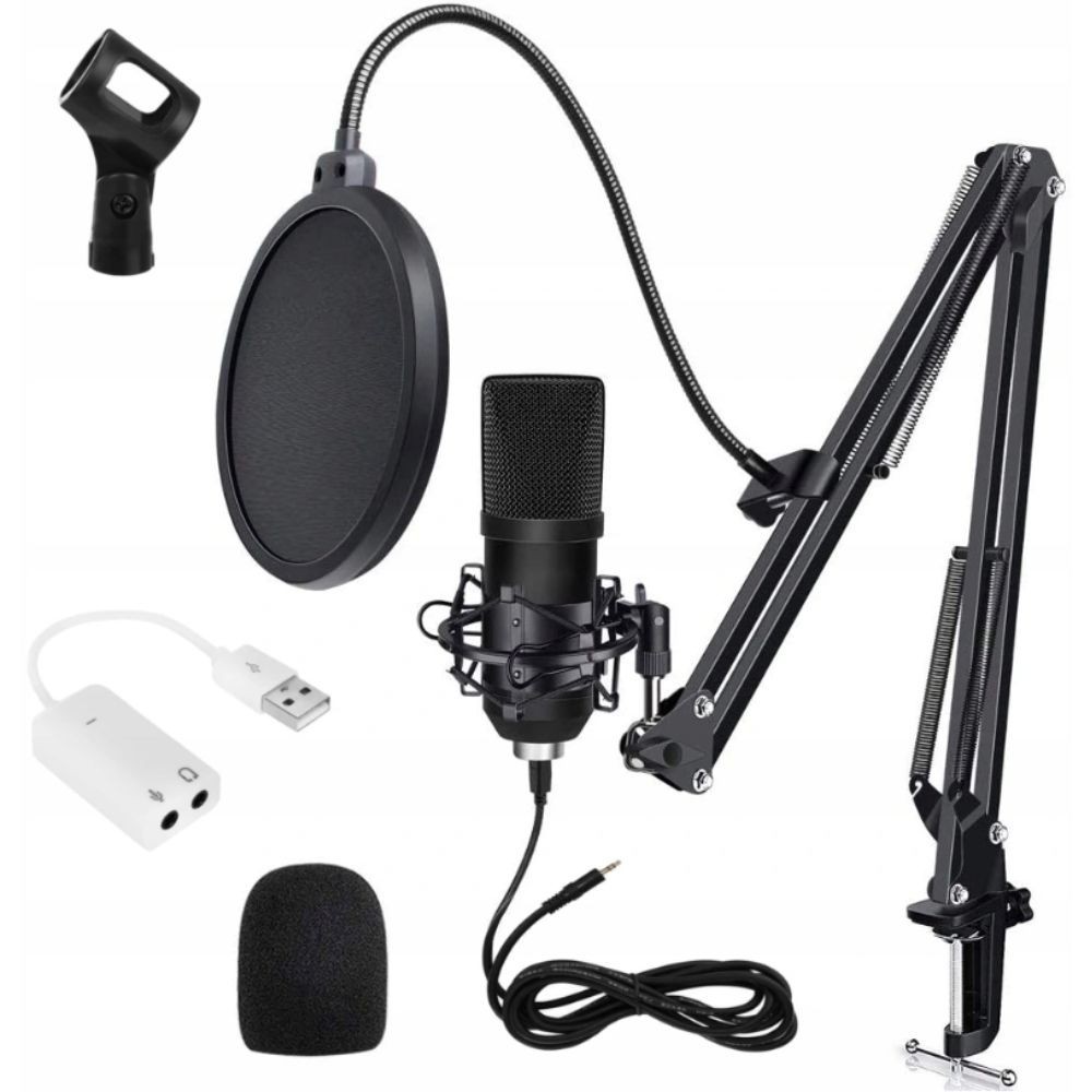 MICROFONE CONDENSADOR DE ESTUDIO COM SUPORTE