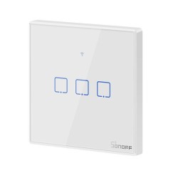 INTERRUPTOR PAREDE TATIL TRIPLO S/ FIOS C/ COMANDO SONOFF T2EU3C-TX